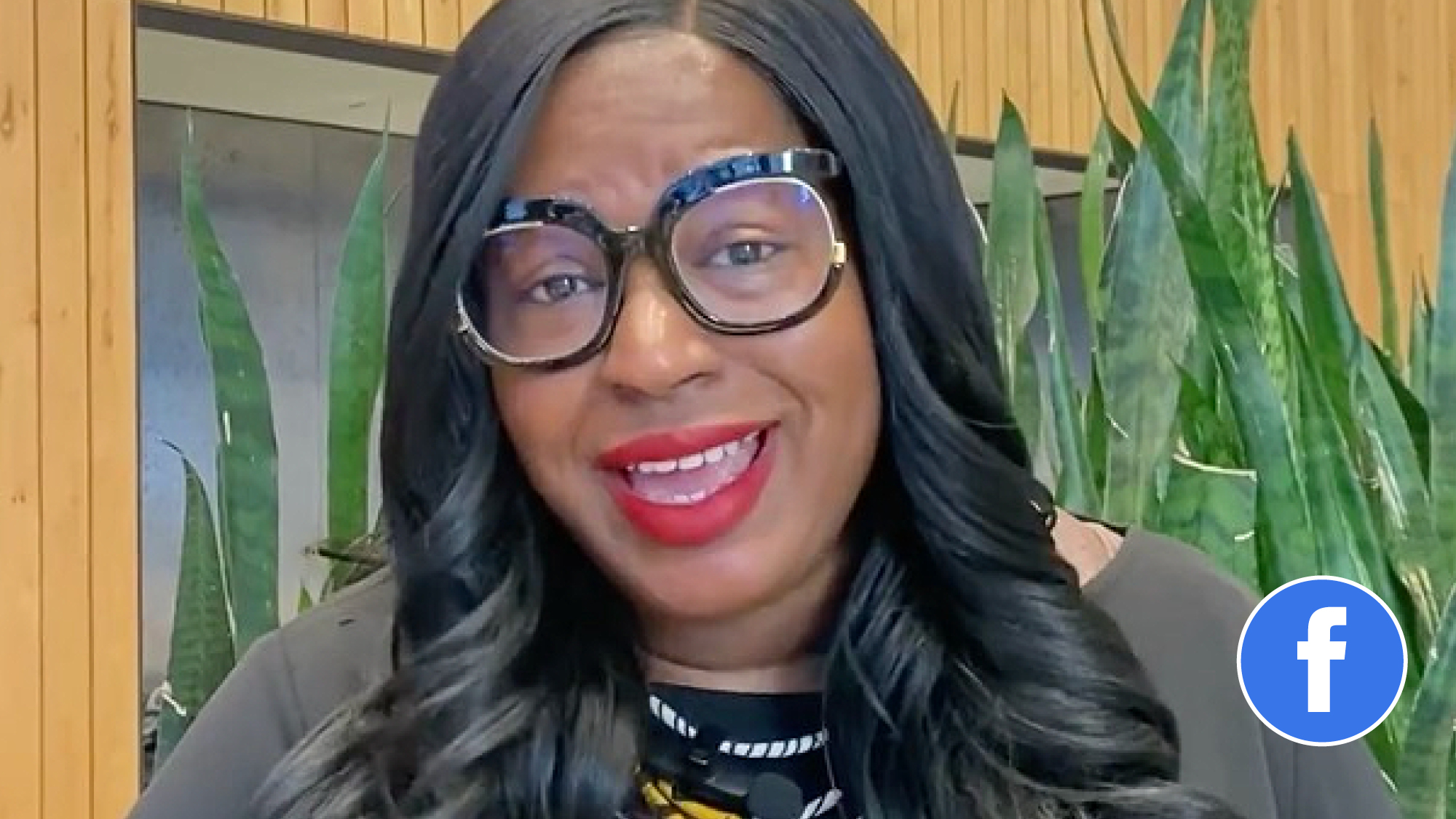 Still from a facebook video of a woman speaking to the camera