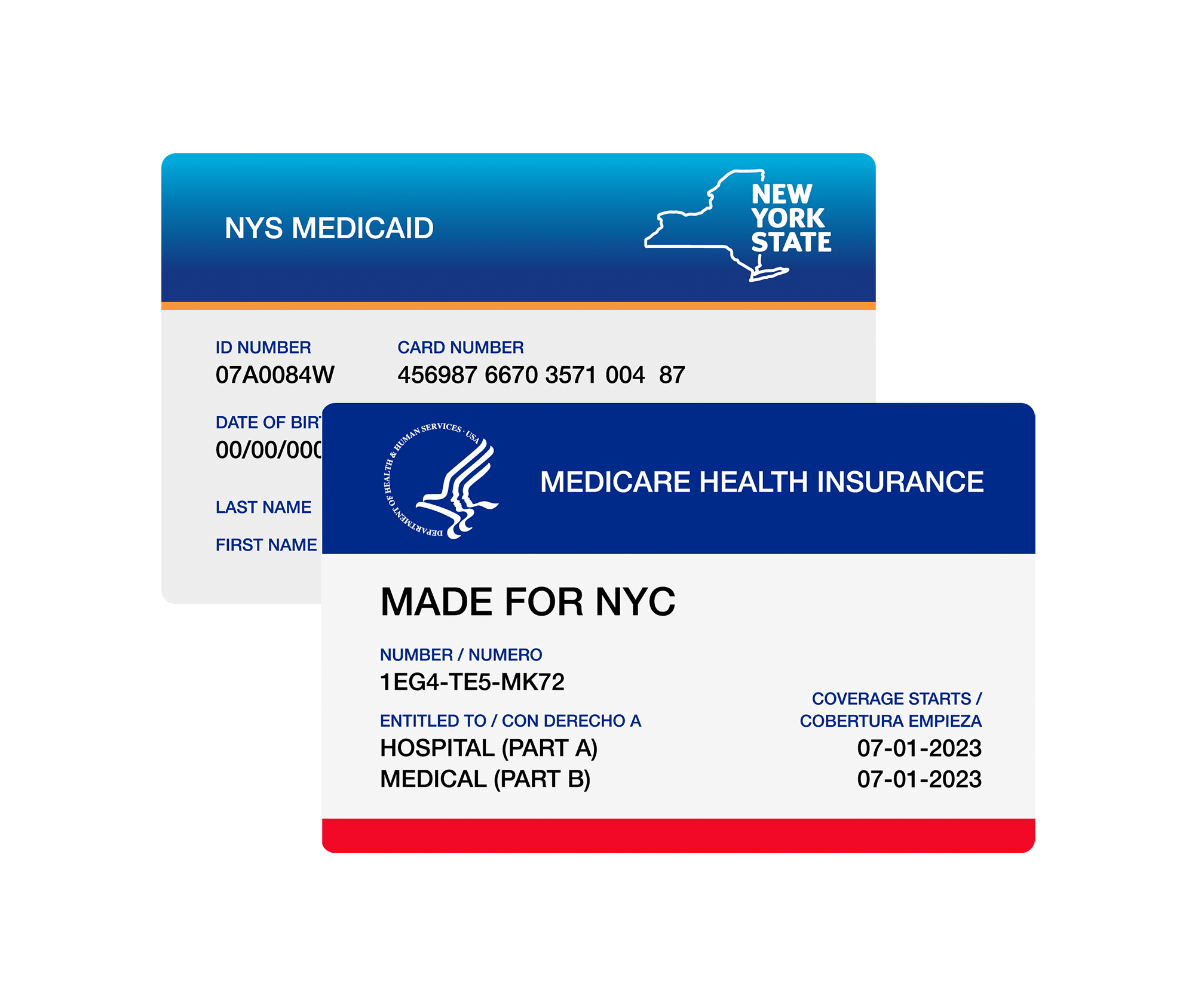 Medicaid and Medicare cards